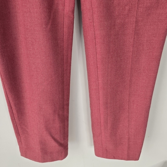 Loft Marisa Straight Wool Blend Pants Size 2 Pink Spice Careerwear Button Detail - Picture 3 of 14